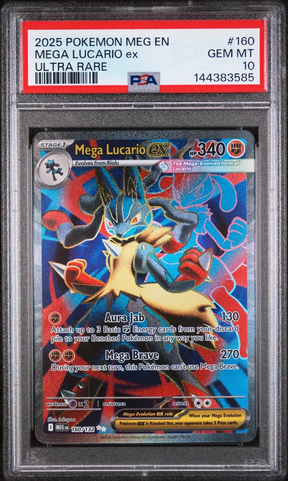 2025 Pokemon Meg EN-Mega Evolution Mega Lucario EX Ultra Rare PSA 10 #160