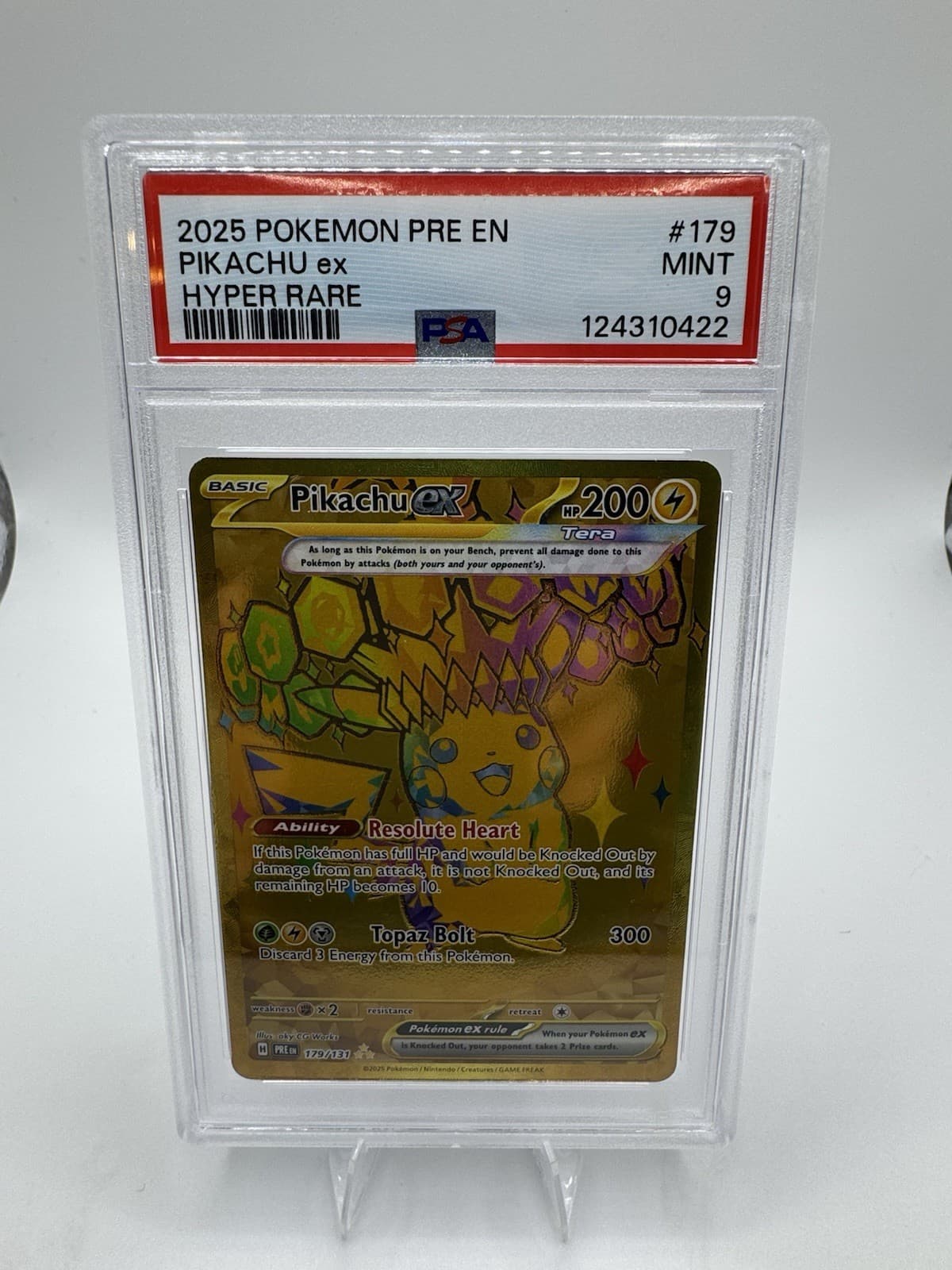 2025 Pokémon PRE EN Pikachu ex Hyper Rare #179 PSA 9 MINT