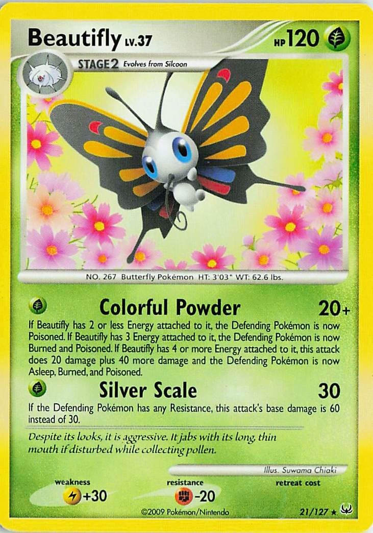 Beautifly 21/127 Rare Platinum Pokemon Lightly Played