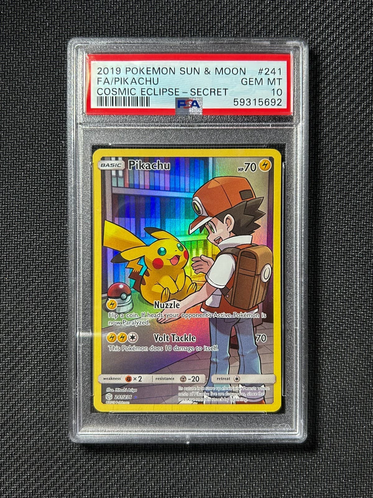 2019 Pokemon Sun & Moon FA Pikachu Cosmic Eclipse #241 PSA 10 GEM MINT