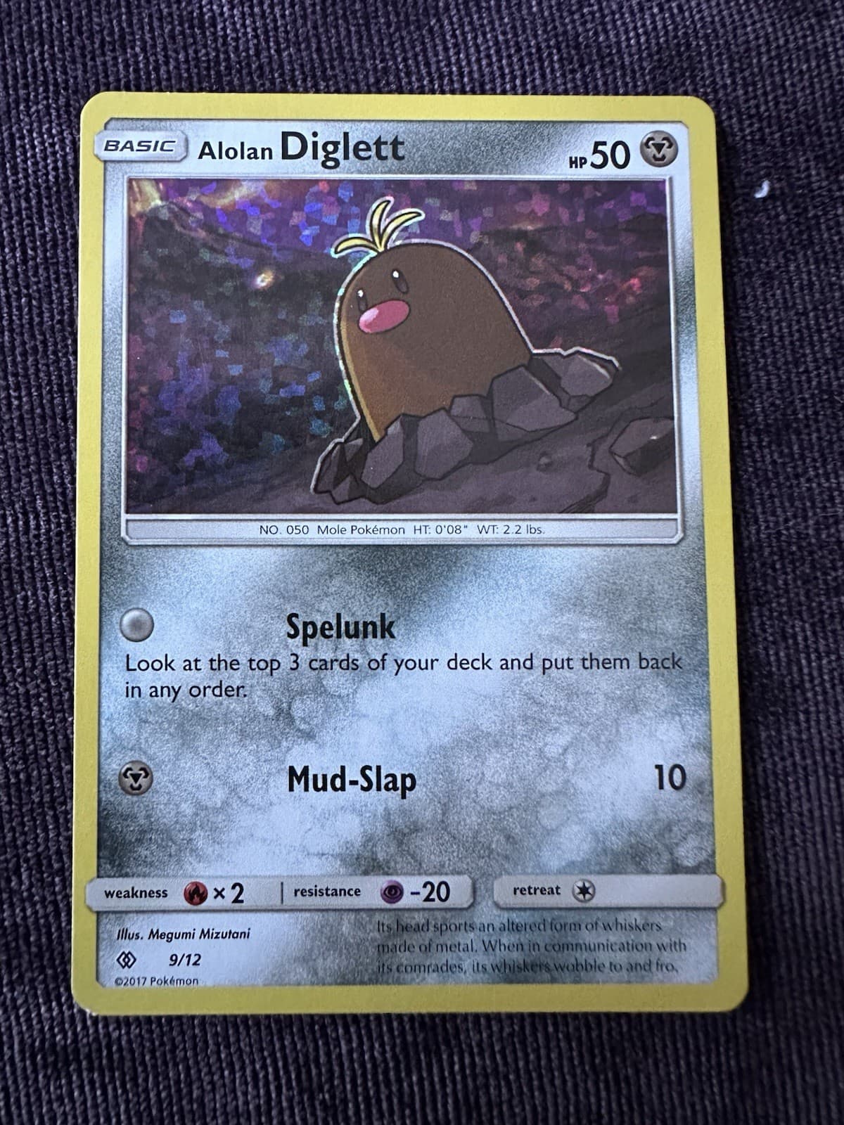 Alolan Diglett McDonald's Holo Promo 9/12 Pokemon Card TCG 2017