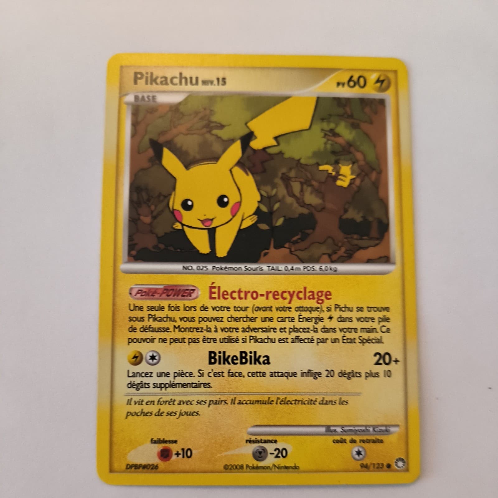 Carte Pokémon Pikachu 94/123 Diamant Perle Trésors mystérieux FR