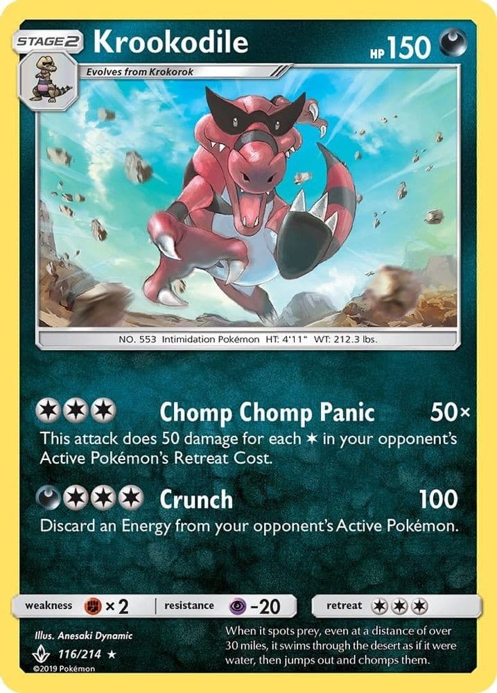 2019 Pokemon: SM - Unbroken Bonds - Krookodile (#116/214, Rare, Near Mint)