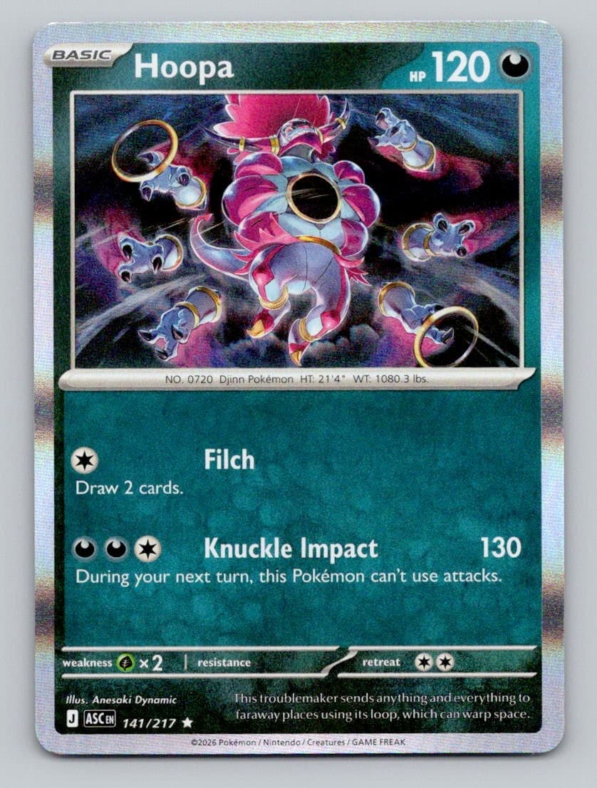 Hoopa 141/217 Rare Ascended Heroes Pokemon Holo Near Mint