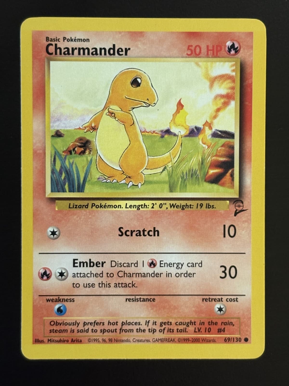 Charmander 69/130 Base Set 2 Pokemon 2000 Regular Common MP