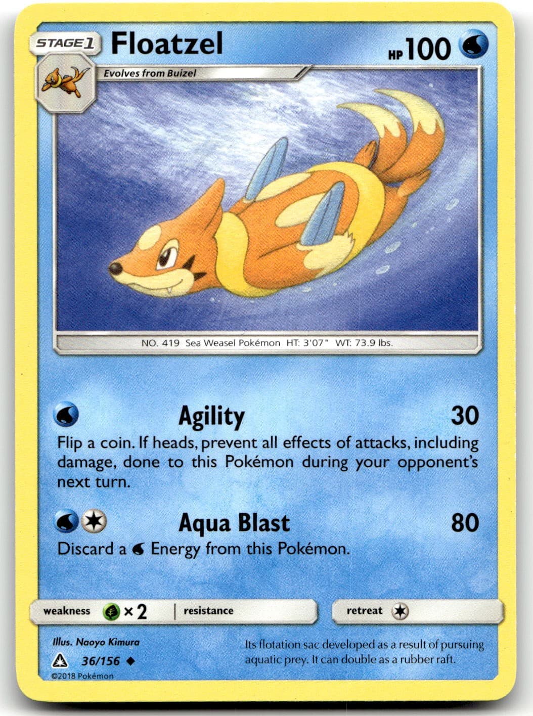 Floatzel 36/156 Uncommon Ultra Prism Pokemon Lightly Played