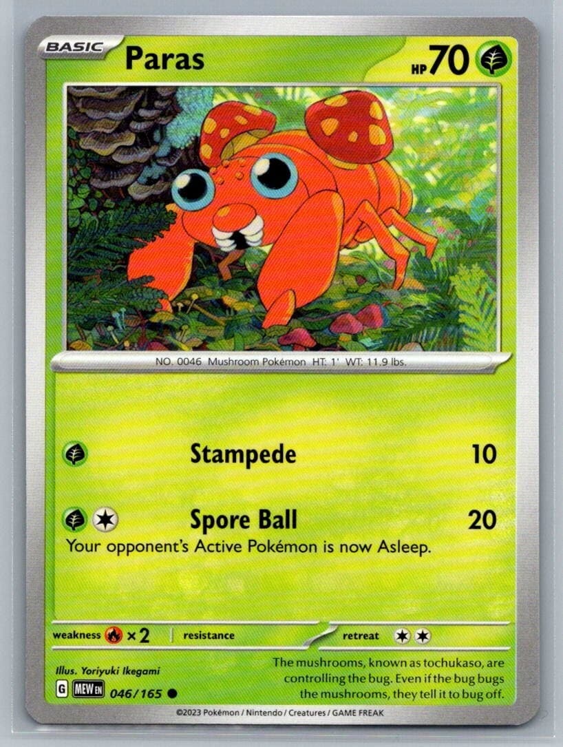 Paras 46/165 Scarlet & Violet 151 Common Pokémon TCG 2023