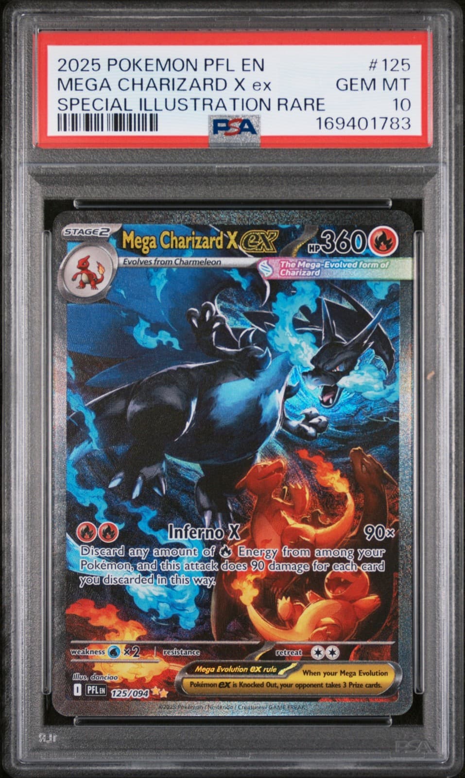 2025 POKEMON PFL EN-PHANTASMAL FLAMES #125 MEGA CHARIZARD X EX PSA 10
