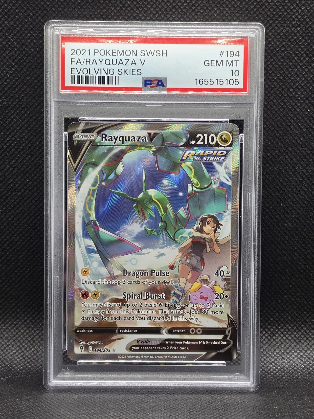 Rayquaza V (Alternate Full Art) 194/203 SWSH07: Evolving Skies Holo PSA 10