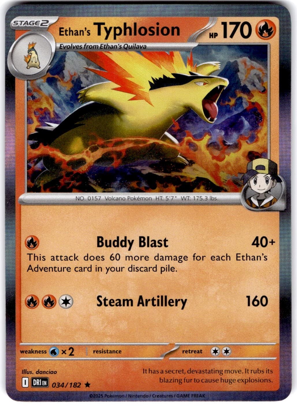 Pokemon Ethan's Typhlosion Destined Rivals 34/182 Normal Holo Near Mint English
