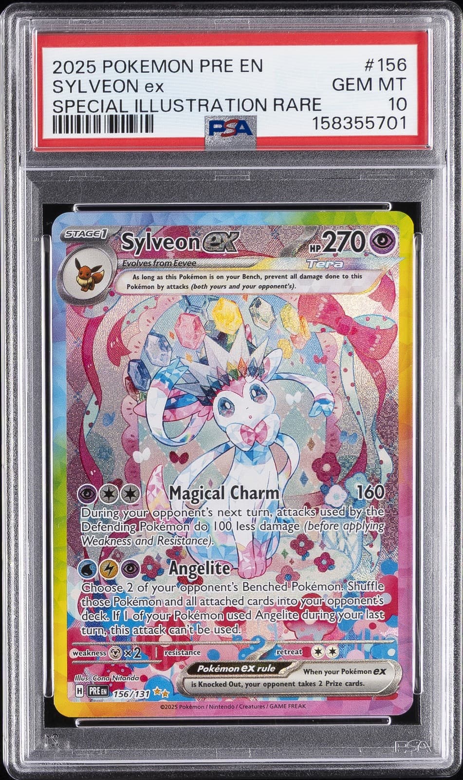 2025 POKEMON PRE EN-PRISMATIC EVOLUTIONS #156 SYLVEON EX PSA 10