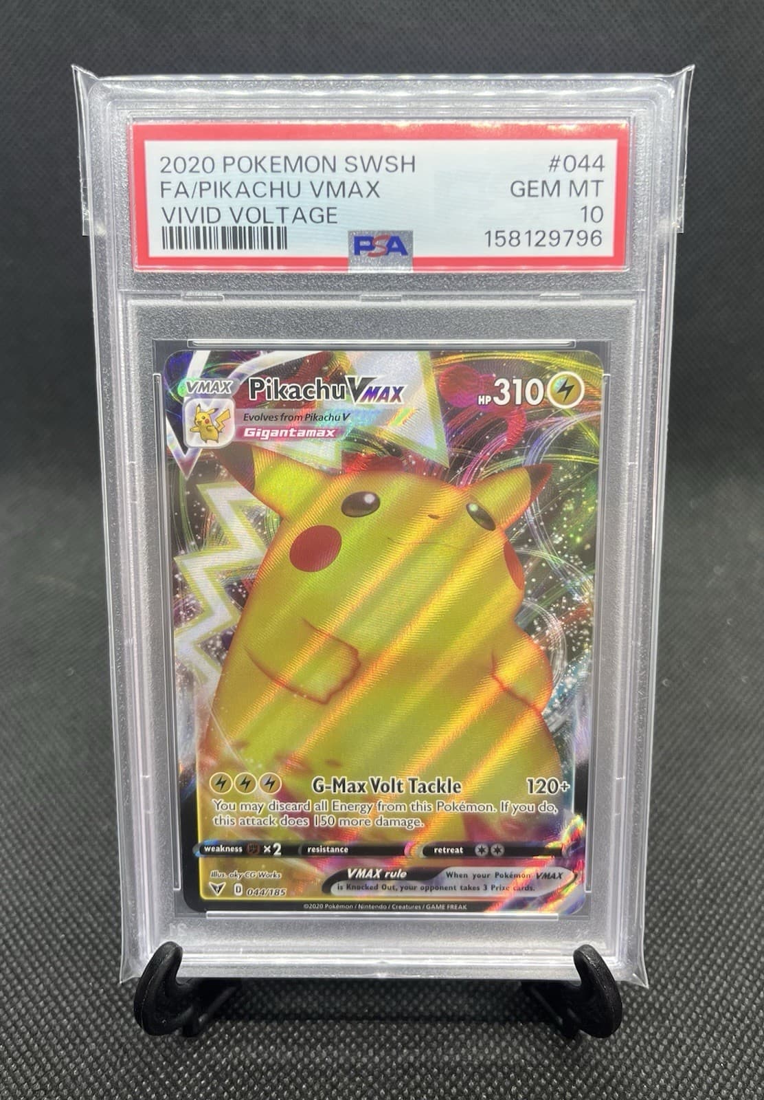 2020 Pokemon Sword & Shield Vivid Voltage Full Art Pikachu VMAX #44 PSA 10