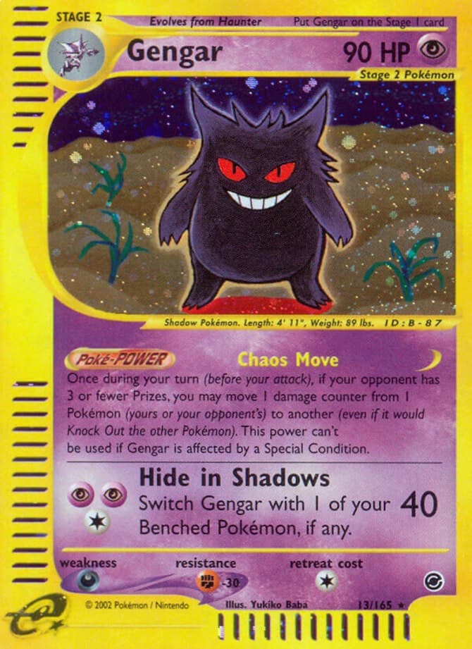 1x Gengar - 13/165 - Holo Rare Heavily Played Pokemon G2 - Expedition