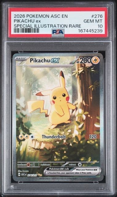 Pokemon Pikachu ex Ascended Heroes Special Illustration Rare #276 PSA 10