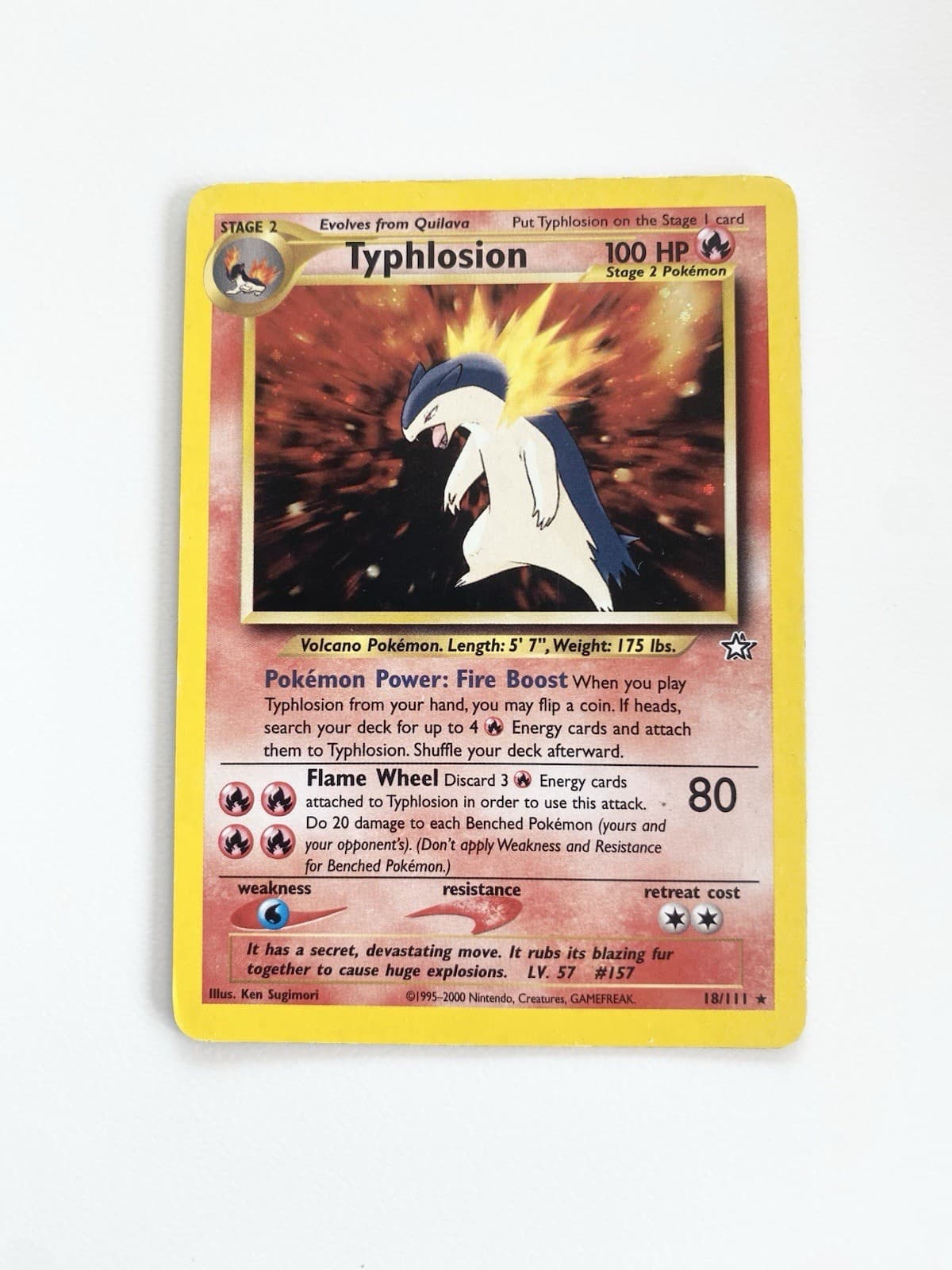 Pokemon Typhlosion Neo Genesis 18/111 Rare Unlimited English 100 HP Pokémon card
