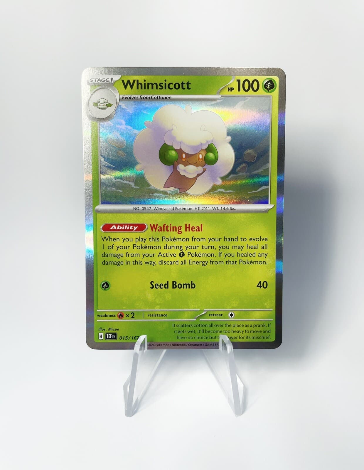 Pokemon TCG Whimsicott 015/162 Holo Rare - Temporal Forces