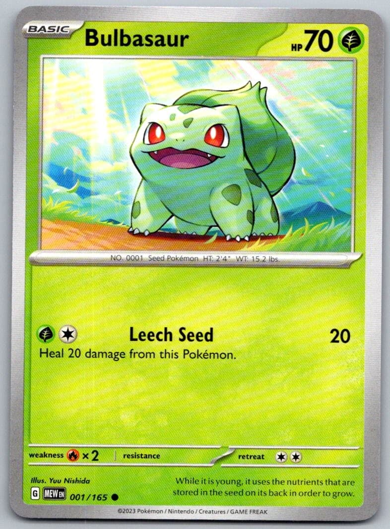 Bulbasaur Scarlet & Violet 151 001/165 Common PokéMon — English Near Mint