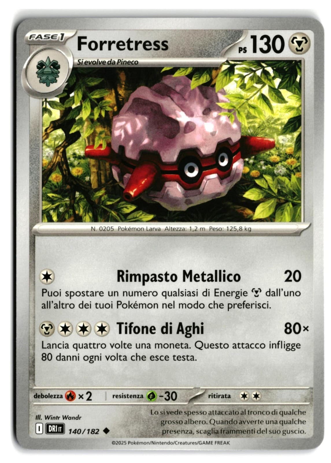 Pokémon Forretress 140/182 Rivali Predestinati ITA Near Mint Non Comune DRI 2025