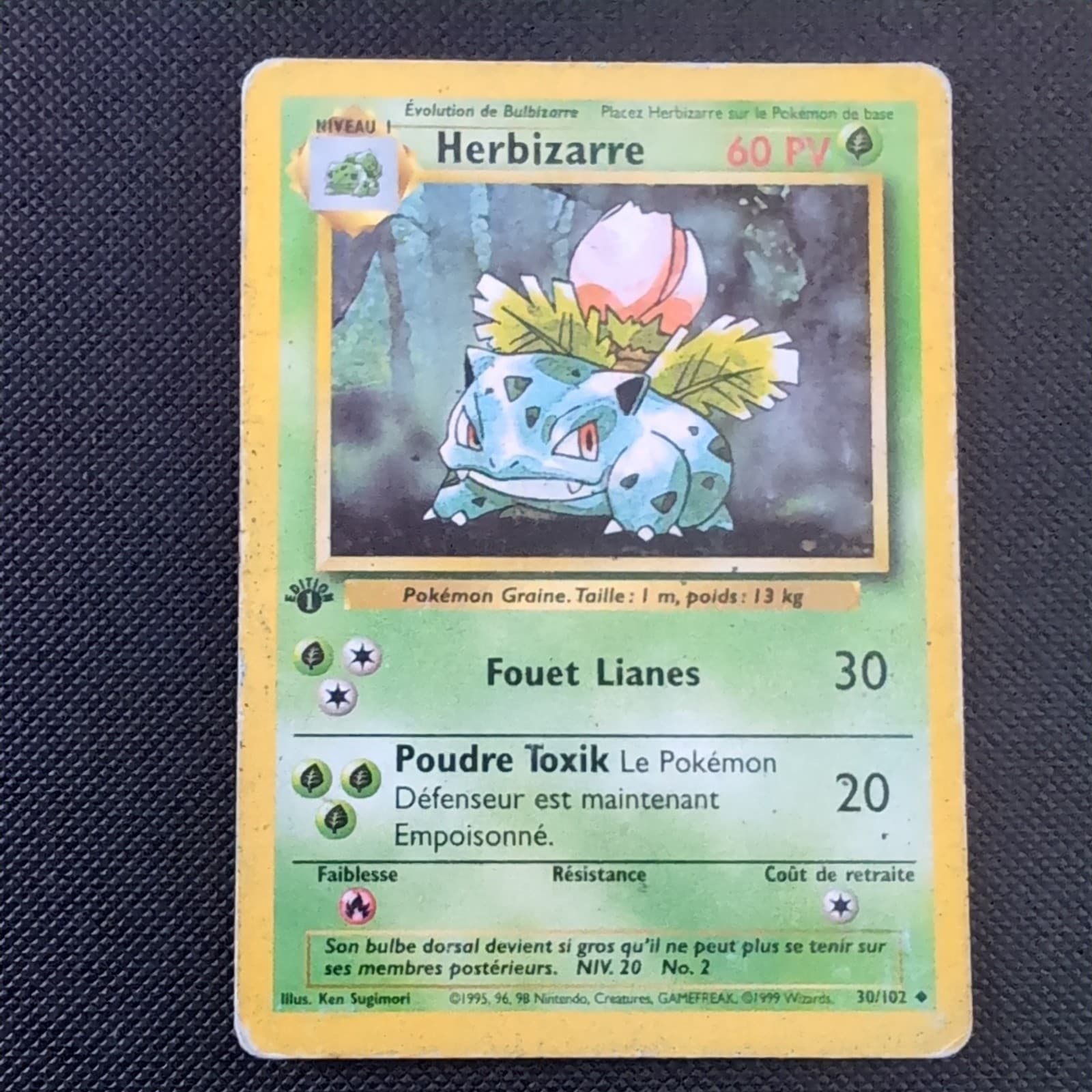 Carte Pokemon Herbizarre 30/102 Set de Base Edition 1
