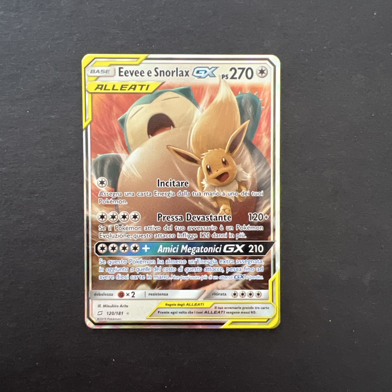 Carta pokèmon EEVEE e SNORLAX GX Alleati Gioco Di Squadra 120/181 ITA Good