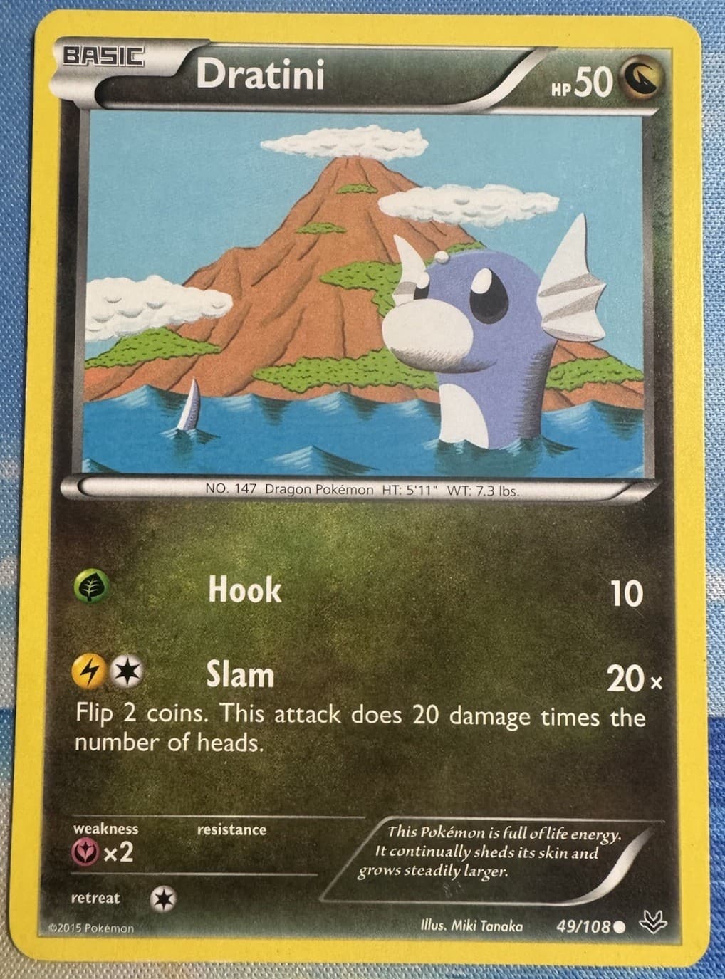 Dratini 49/108 Common Roaring Skies Pokemon Moderately Played