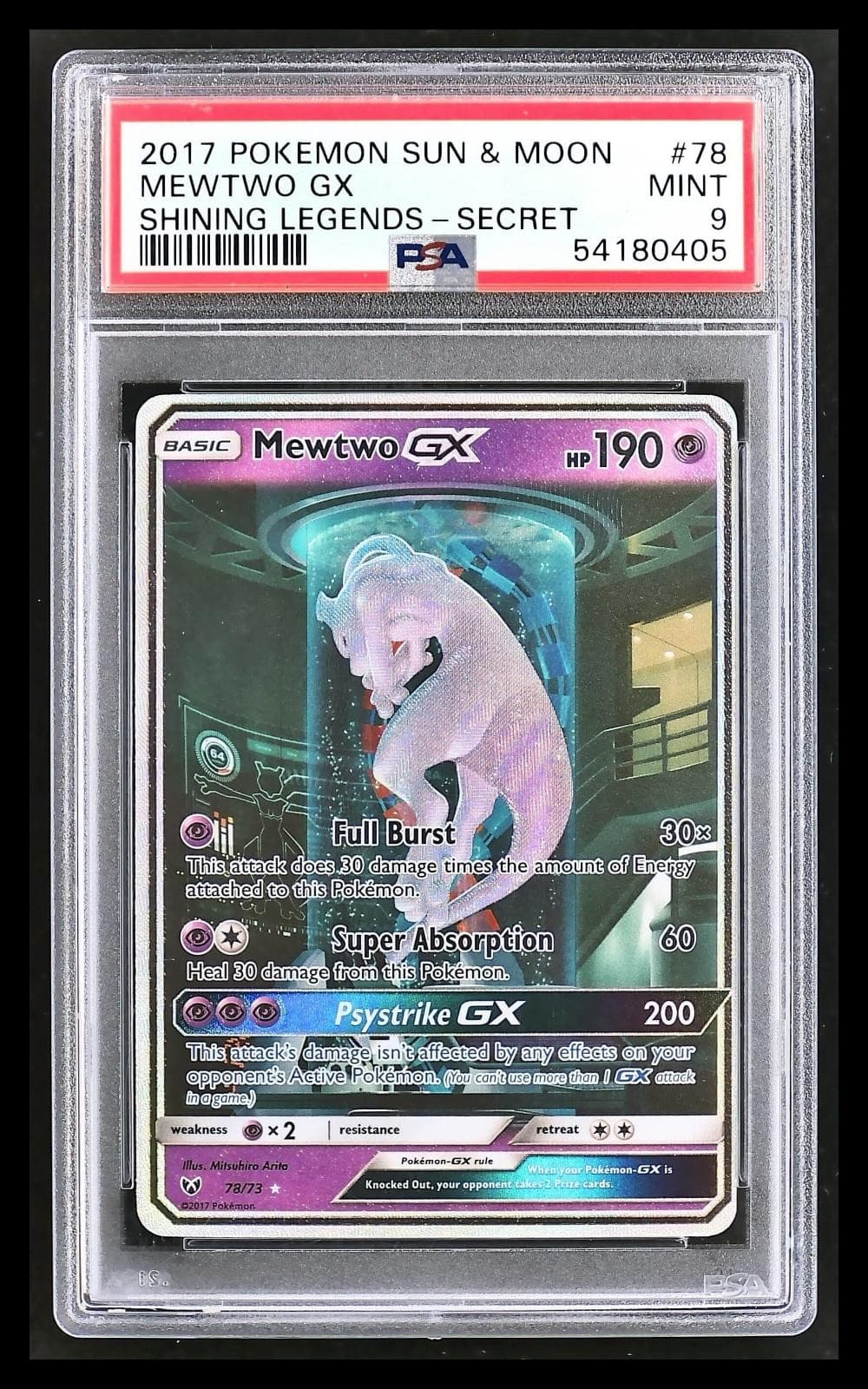 Mewtwo Gx 78/73 Secret Pokemon Shining Legends PSA 9