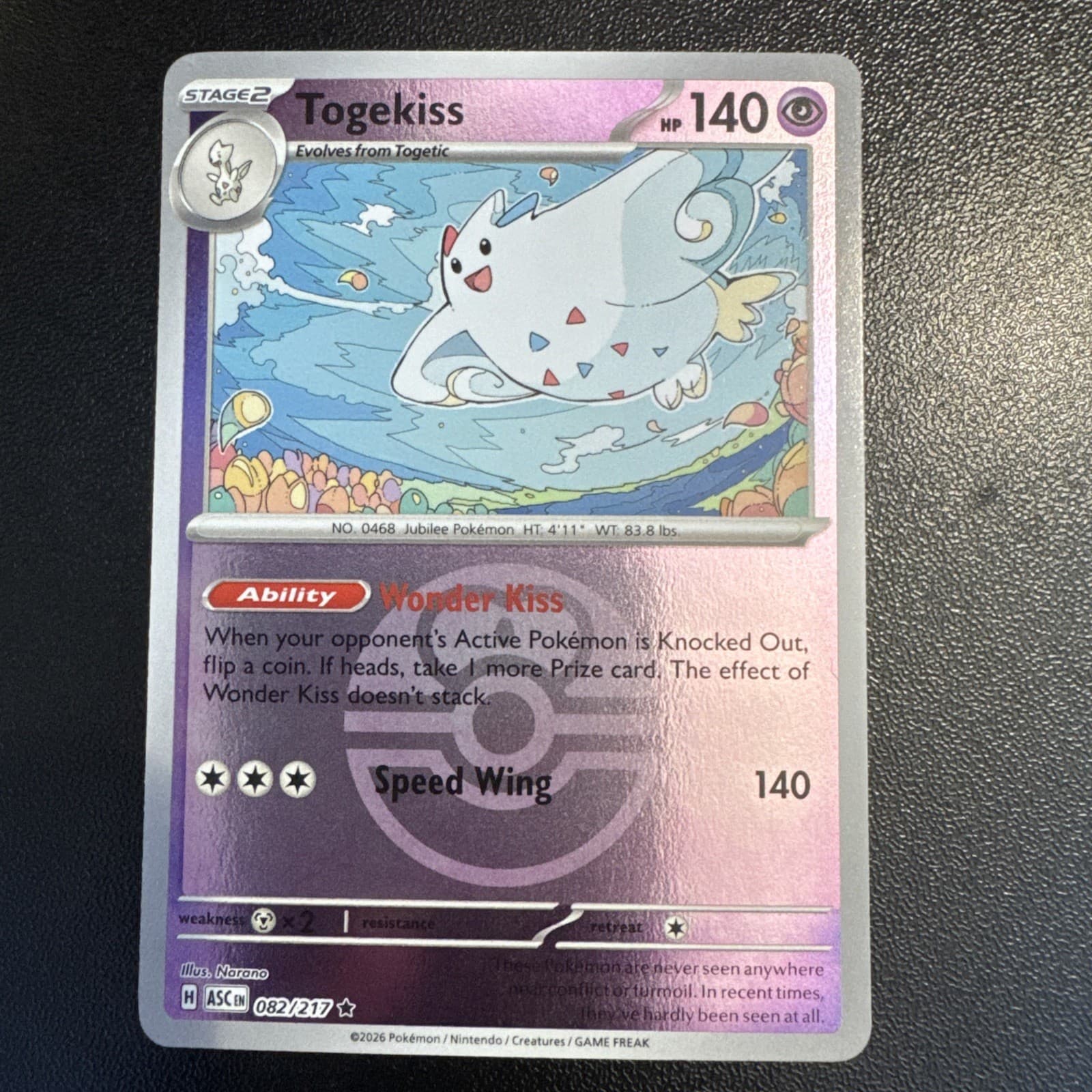 Pokemon Togekiss Ascended Heroes 82/217 Pokeball Holo Near Mint English