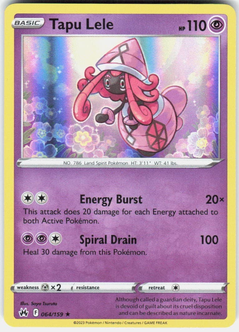 Tapu Lele 064/159 Holo Rare Crown Zenith Pokemon Near Mint