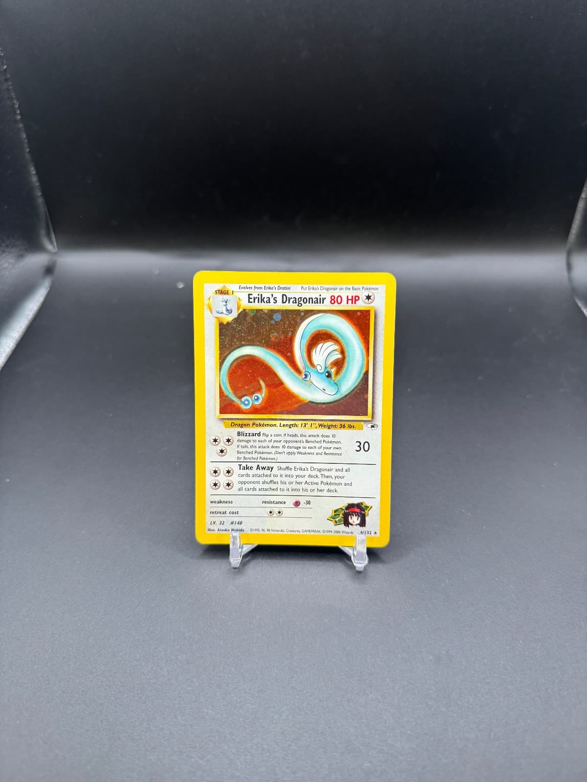 Pokemon TCG Erika's Dragonair 4/132 Gym Heroes Holo Rare Unlimited 2000 80 HP