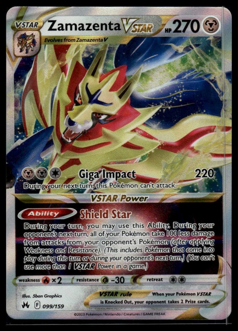 Pokemon Zamazenta VSTAR Holofoil SWSH: Crown Zenith - 099/159 NM