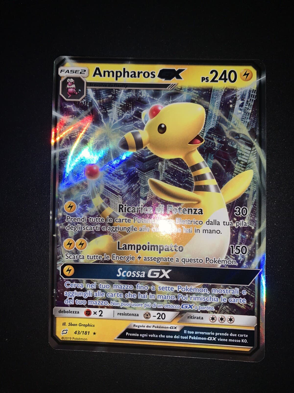 Carta Pokemon Ampharos Gx 43/181 Full Art Ita gioco di squadra Italiano