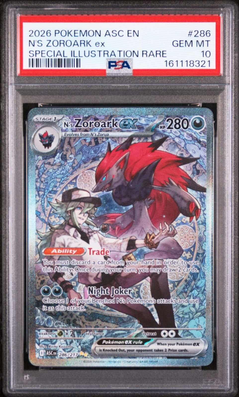 N's Zoroark ex 286/217 SIR Ascended Heroes GEM MINT PSA 10