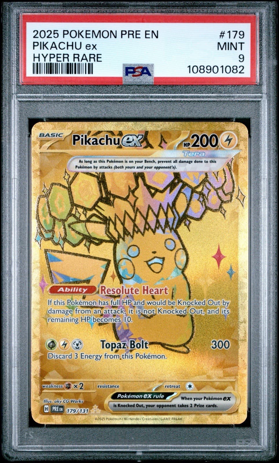2025 POKEMON PRE EN-PRISMATIC EVOLUTIONS HYPER RARE #179 PIKACHU EX PSA 9
