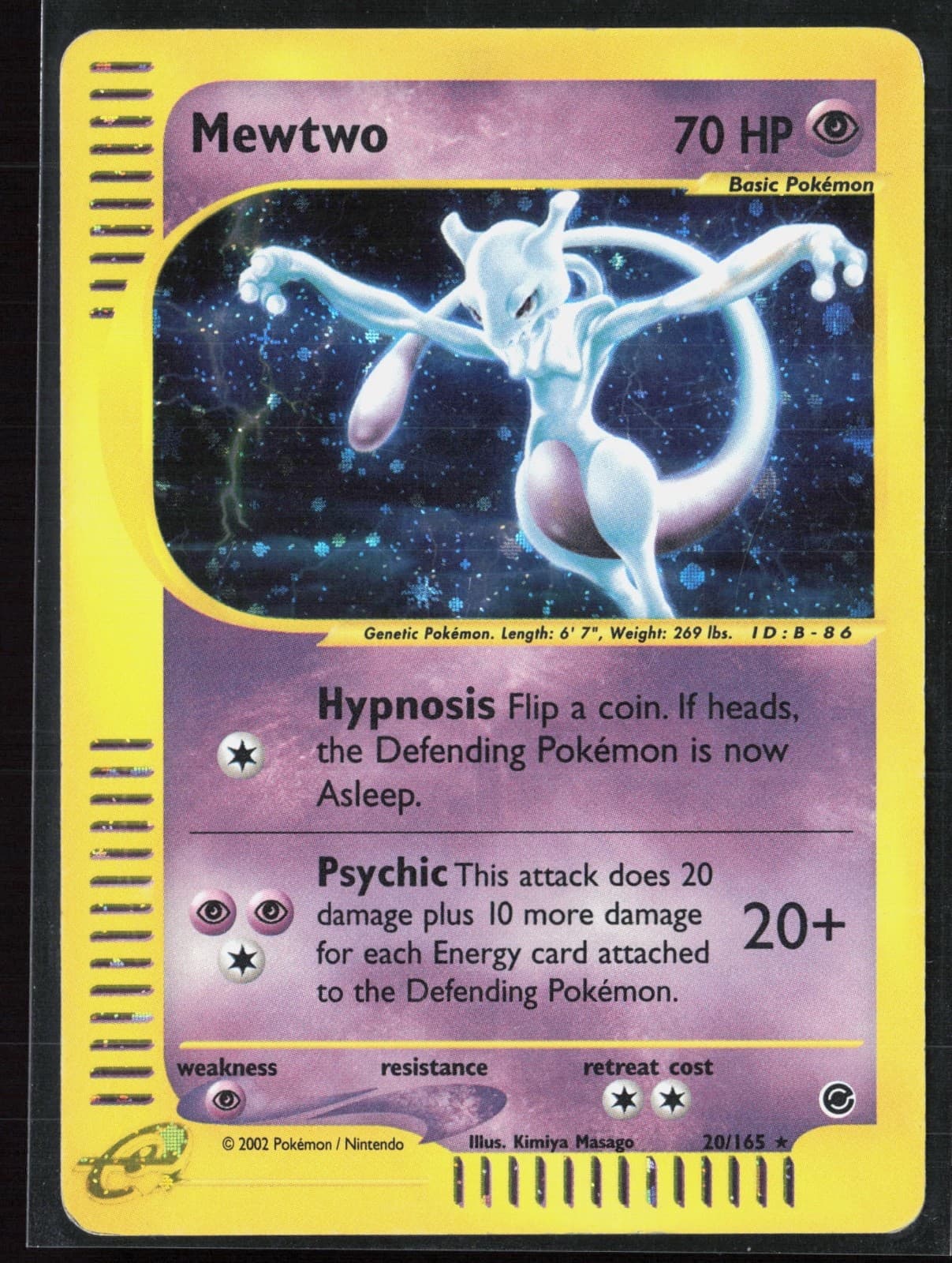 Mewtwo 20/165 Expedition 2002 Holo Rare Vintage E-Series Pokémon Card