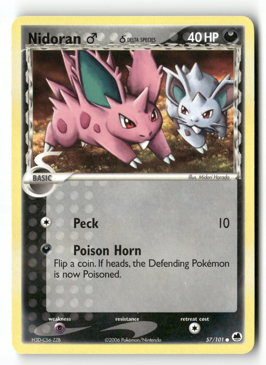Nidoran M 57/101 Common Dragon Frontiers Pokemon Moderately Played