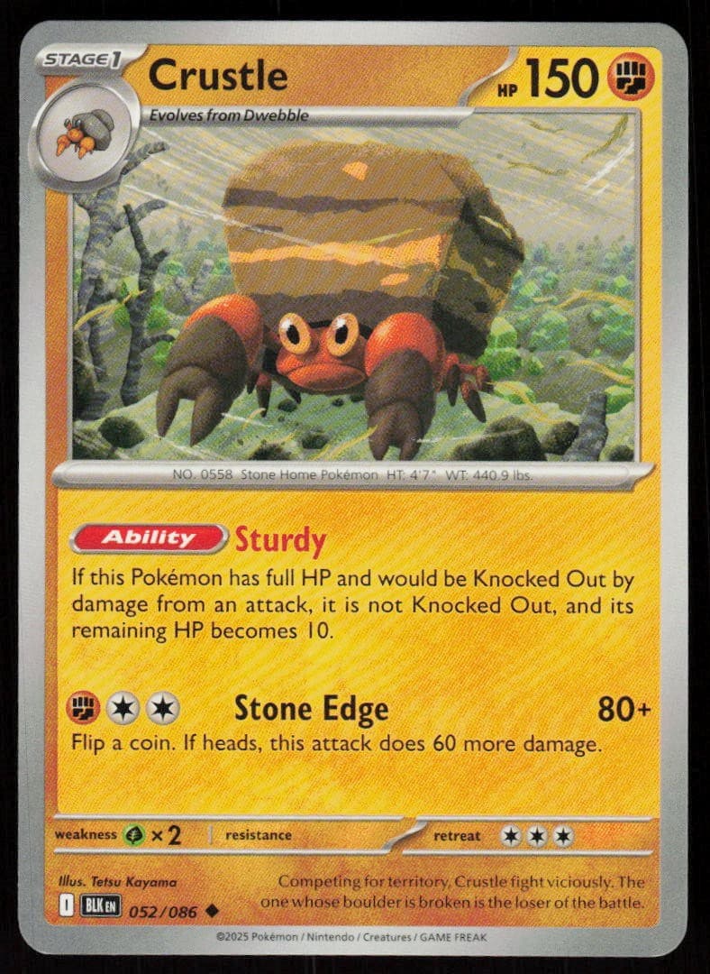 Crustle 052/086 Uncommon Black Bolt Pokemon Near Mint