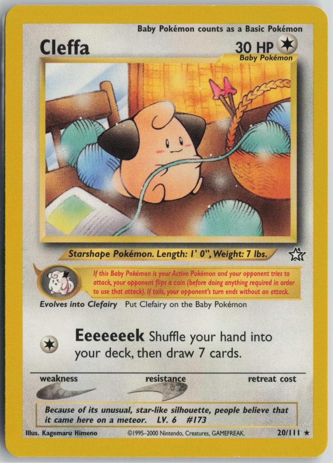 Cleffa 20/111 Rare Neo Genesis Pokemon Unlimited Near Mint