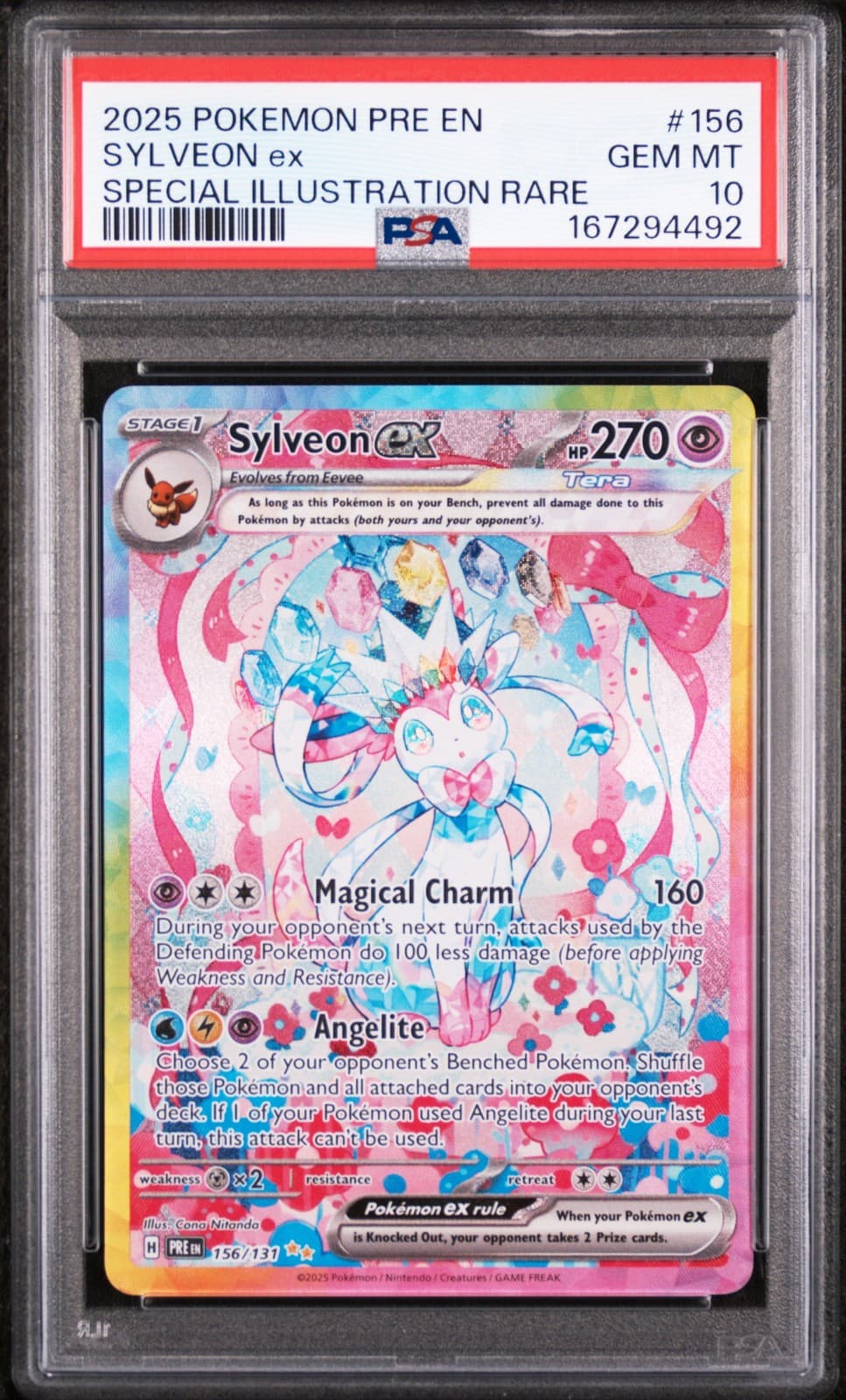 2025 POKEMON PRE EN-PRISMATIC EVOLUTIONS #156 SYLVEON EX PSA 10