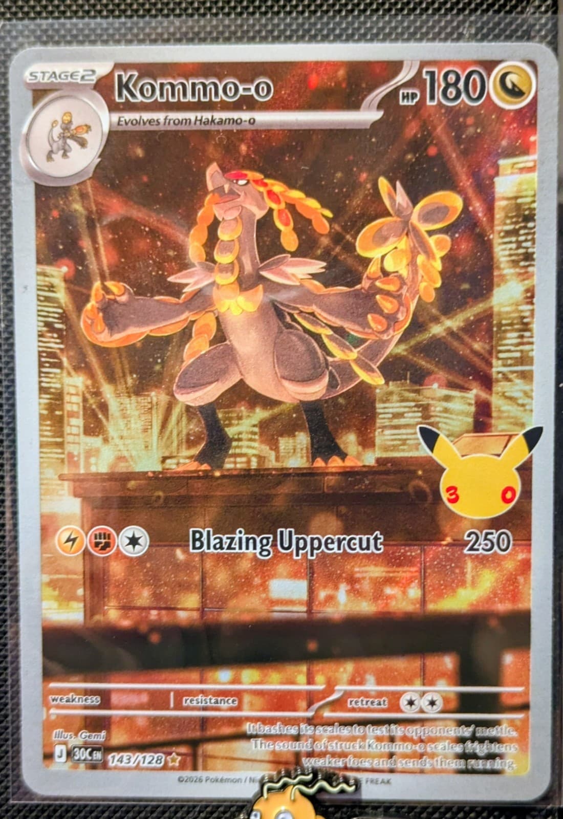 Kommo-o 143/128 Holo Illustration Rare ME: 30th Celebration Pokemon Near Mint