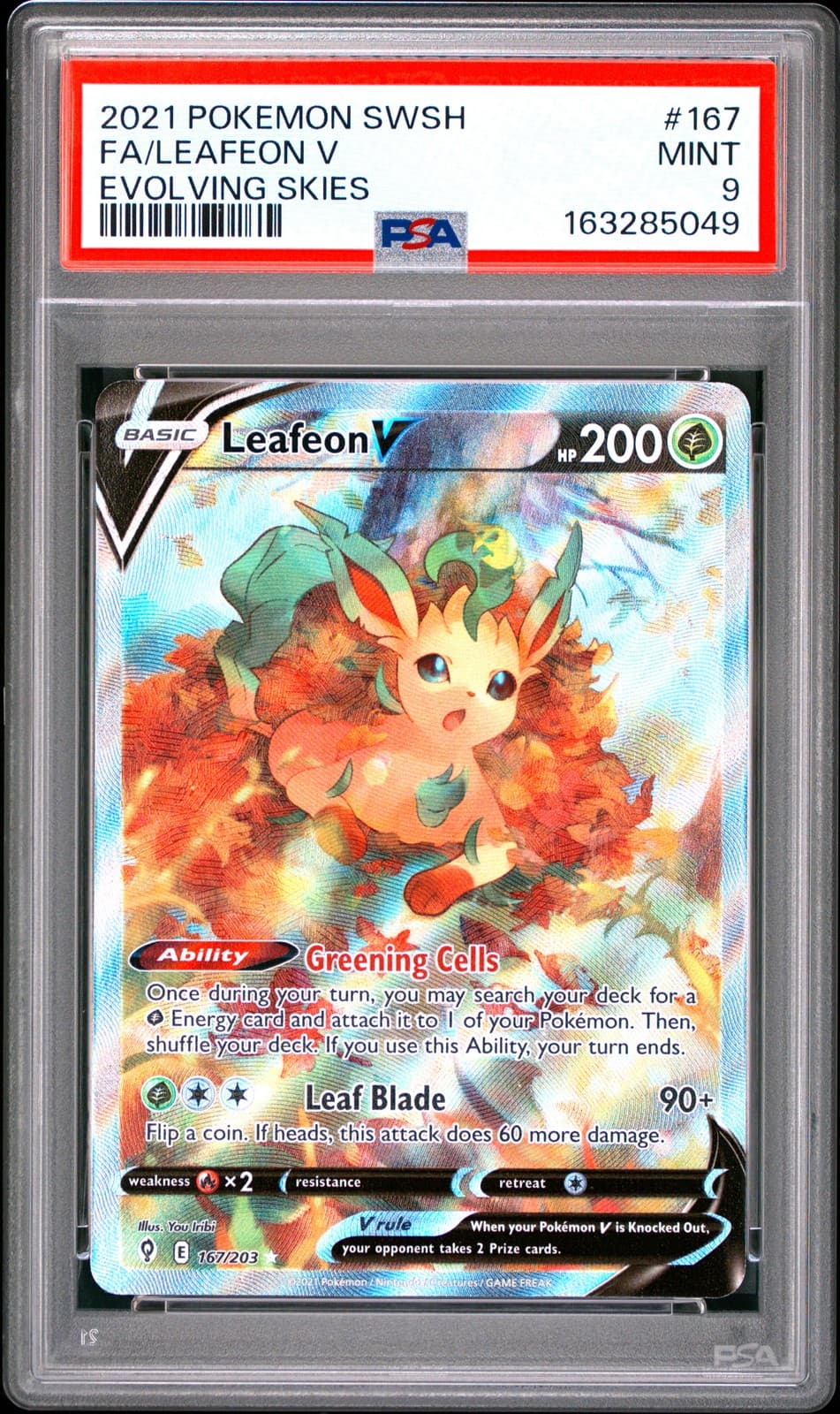 Leafeon V 167/203 Evolving Skies Pokemon PSA 9 *049