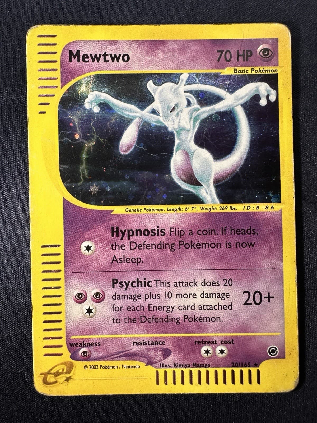 Pokémon Mewtwo Card 20/165 Holo Rare Expedition MP/HP B