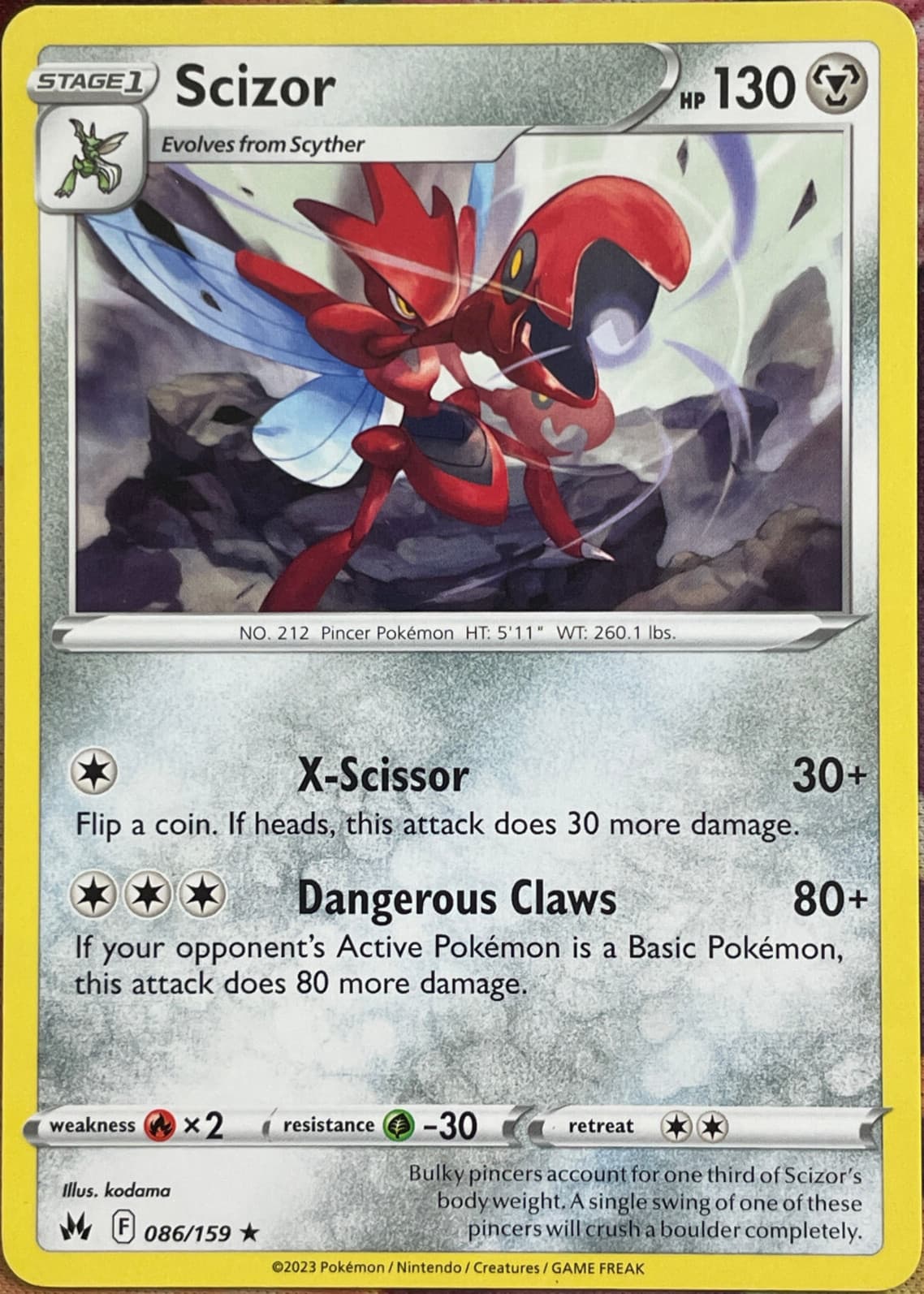 Scizor Rare - 086/159 - Crown Zenith Pokemon 2023