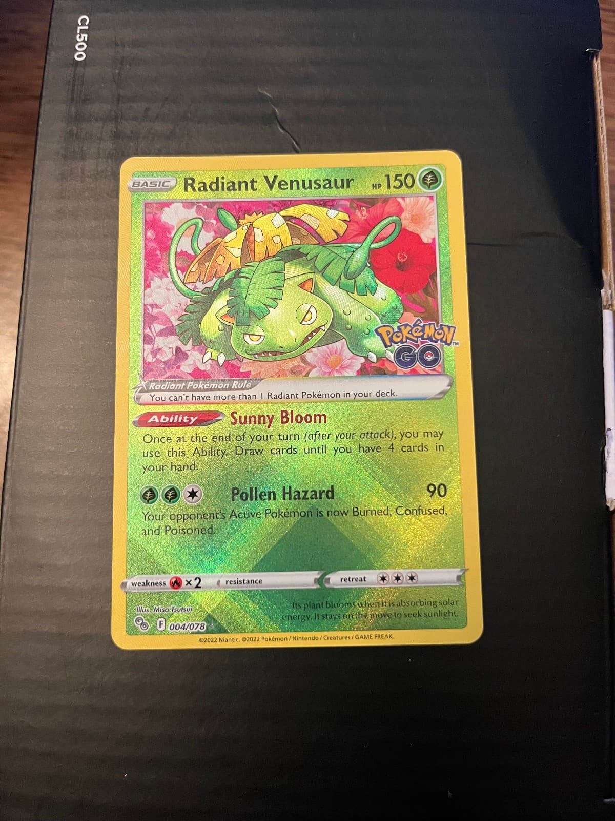 Radiant Venusaur 004/078 Radiant Pokemon GO Pokemon Holo Near Mint
