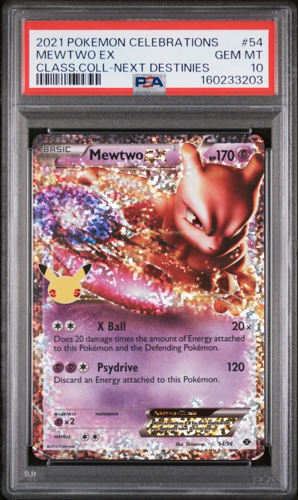 2021 Pokemon Celebrations Classic Collection #54 Mewtwo Ex PSA10