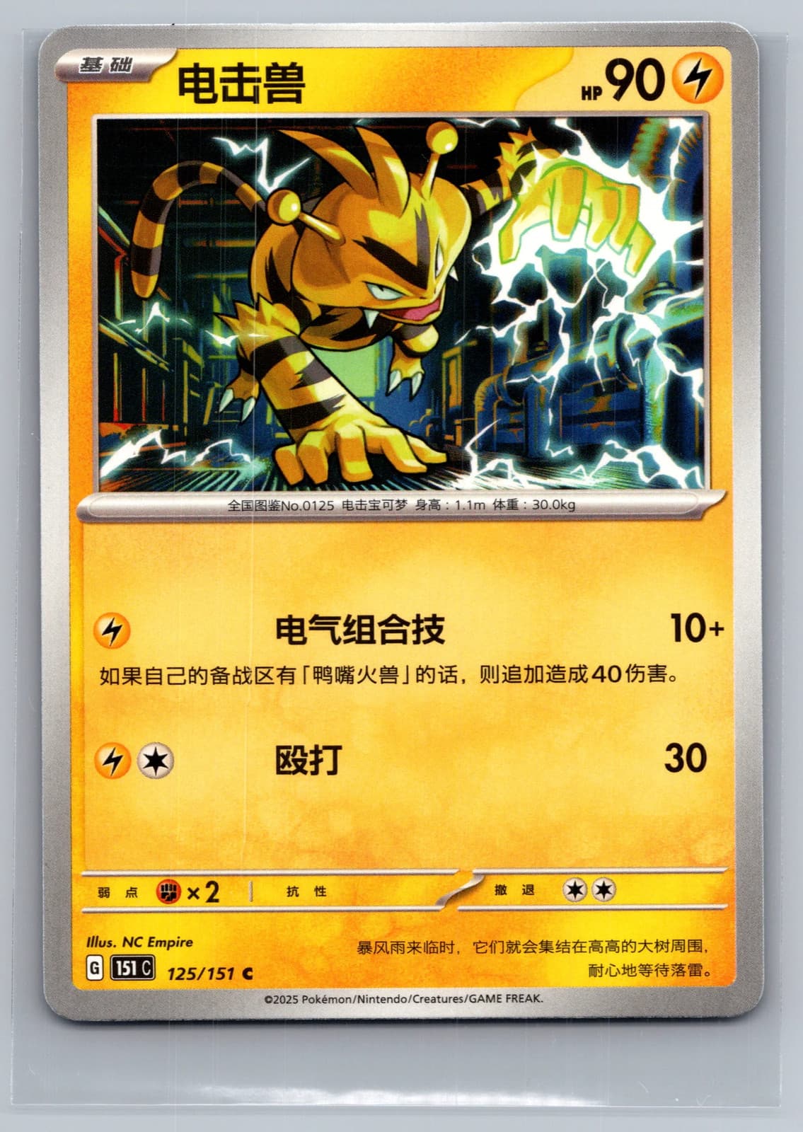 Electabuzz 125/151 Scarlet & Violet 151 Simplified Chinese Holo Pokemon TCG NM