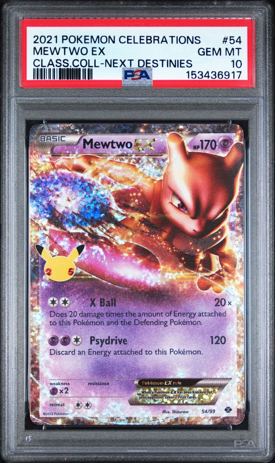 2021 POKEMON CELEBRATIONS CLASSIC COLLECTION #54 MEWTWO EX PSA 10