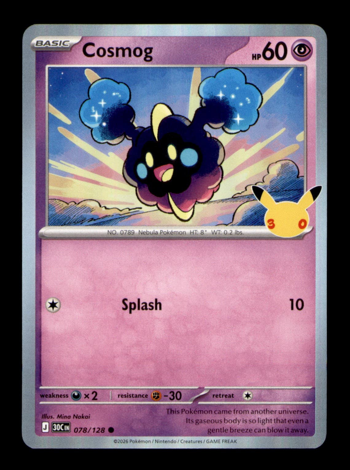 Cosmog 078/128 ME: 30th Celebration Holo NM Pokemon TCG