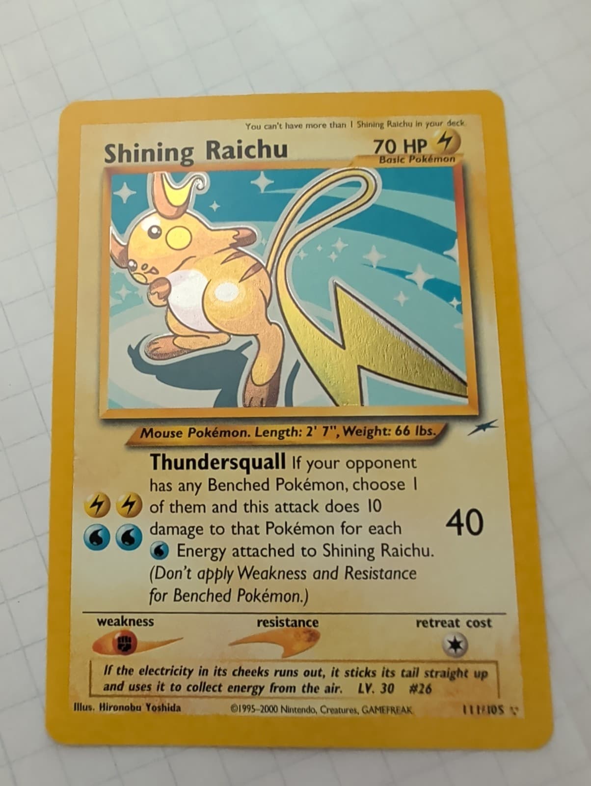 Pokemon Shining Raichu 111 Neo Destiny Holo Secret Rare Unlim. - Some Edge Wear