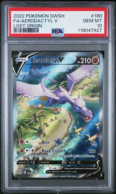 Pokemon Aerodactyl V Lost Origin Full Alt Art #180 PSA 10 Gem Mint
