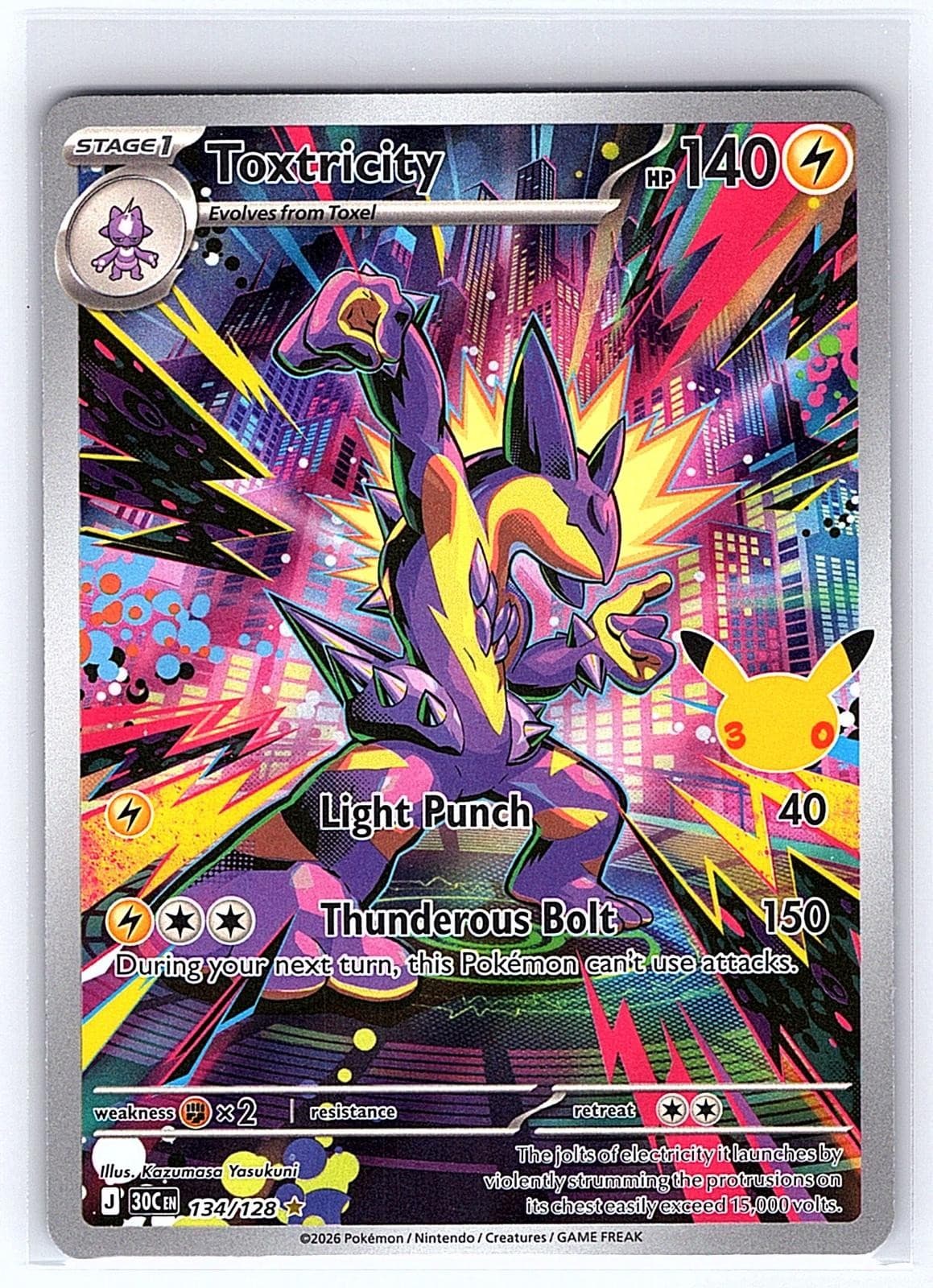 Toxtricity 134/128 Illustration Rare ME: 30th Celebration Pokemon Holo Near Mint